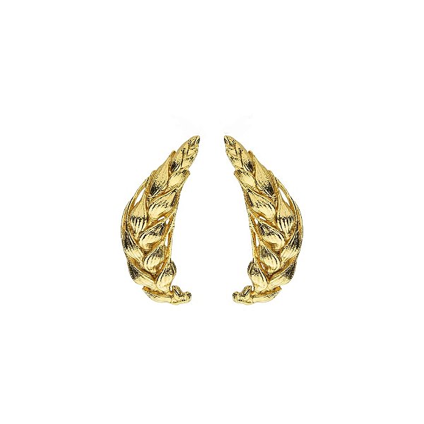 Brinco ear cuff trigo ouro semijoia