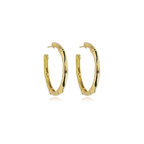 Brinco argola cana ouro semijoia