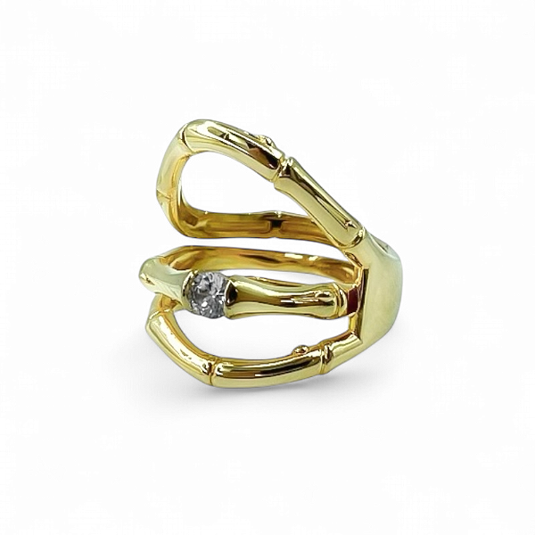 Anel cana zircônia ouro semijoia