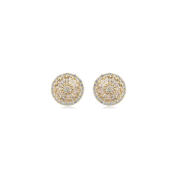 Brinco pizza p zircônia ouro semijoia 16k04001