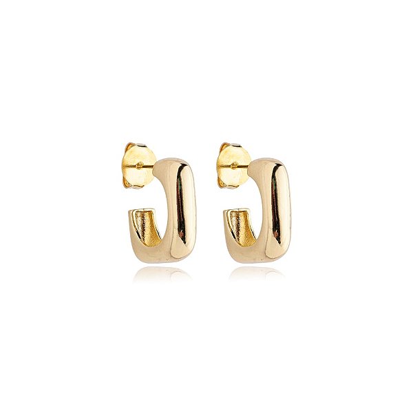 Brinco argolinha quadrada ouro semijoia 21a03017