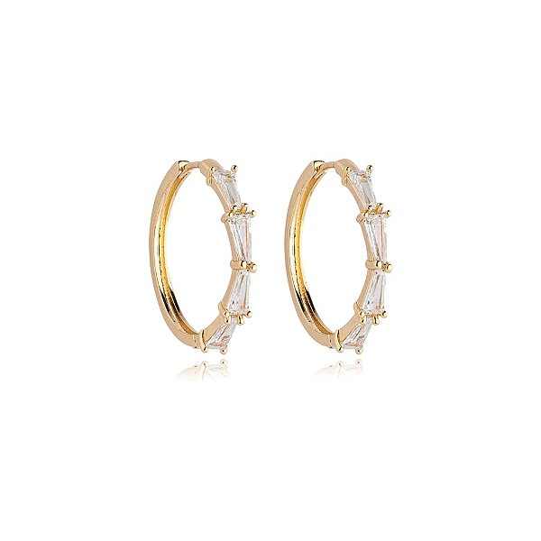 Brinco argolinha zircônia ouro semijoia 24a01008