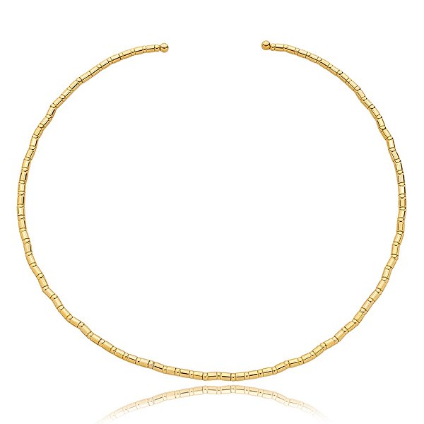 Colar aro choker canutilho metal ouro semijoia 9791