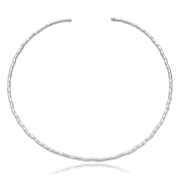 Colar aro choker canutilho metal ródio semijoia 9791