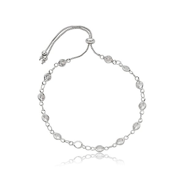 Pulseira gravatinha cristais ródio semijoia 484