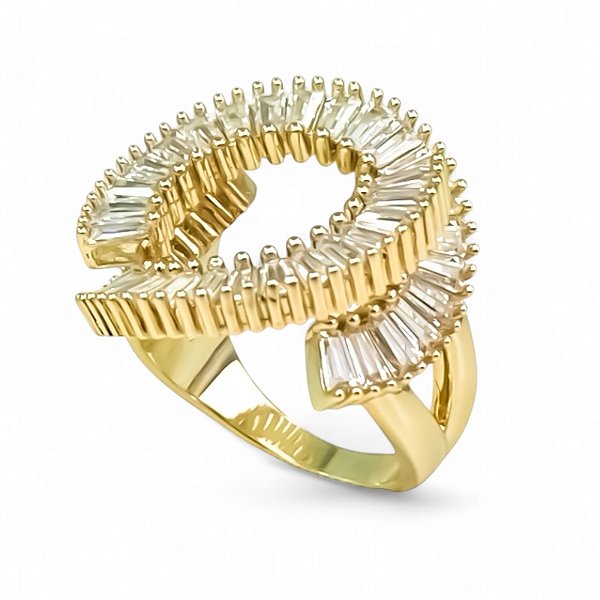 Anel círculo zircônia ouro semijoia JZ-240222
