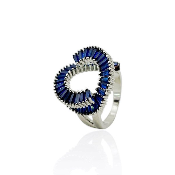 Anel círculo zircônia azul ródio semijoia JZ-240222