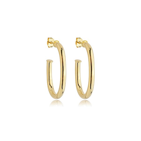 Brinco argola oval metal ouro semijoia