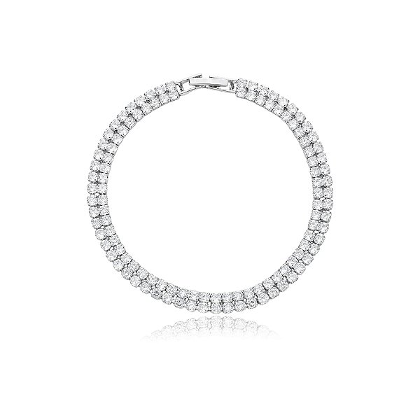 Pulseira dupla zircônia ródio semijoia 2738