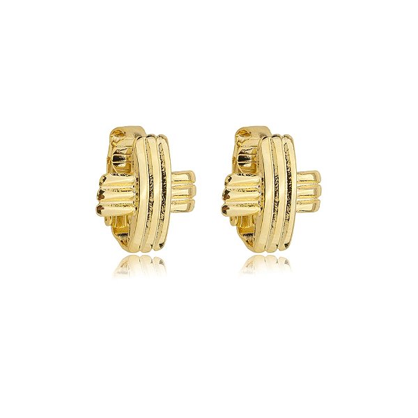Brinco pressão x metal texturizado ouro semijoia 6181005