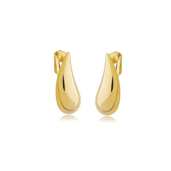 Brinco pressão gota metal liso ouro semijoia 6180205
