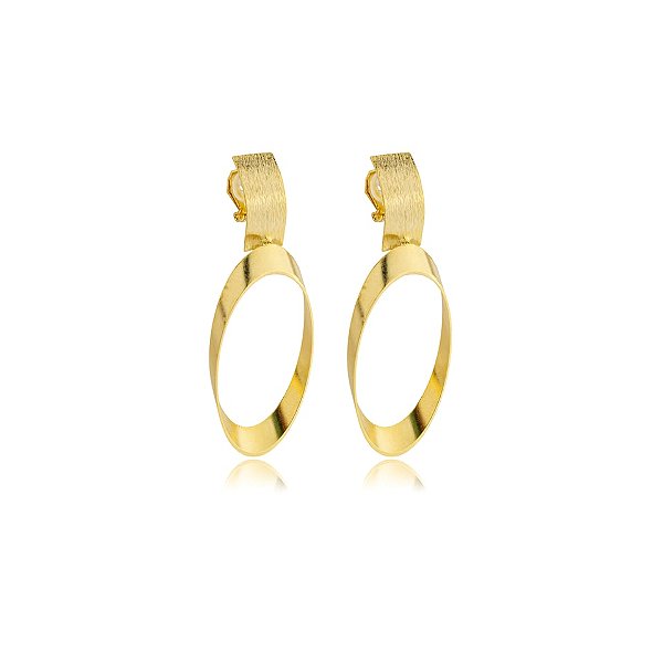 Brinco pressão oval metal ouro semijoia 4593905