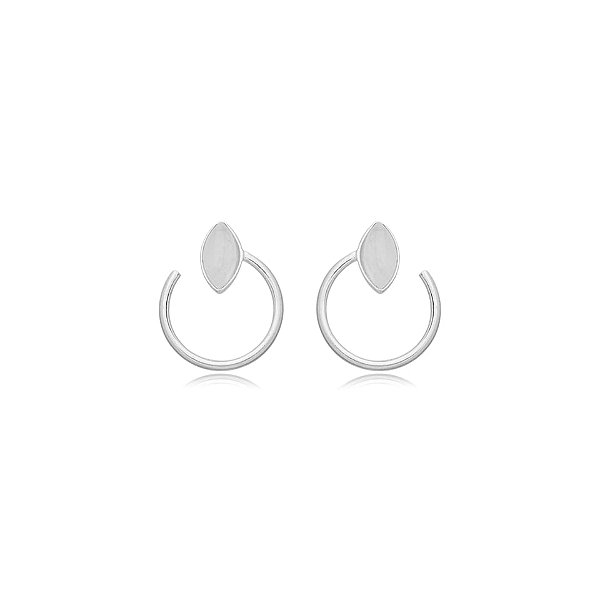 Brinco círculo pedra natural quartzo rosa prata 925