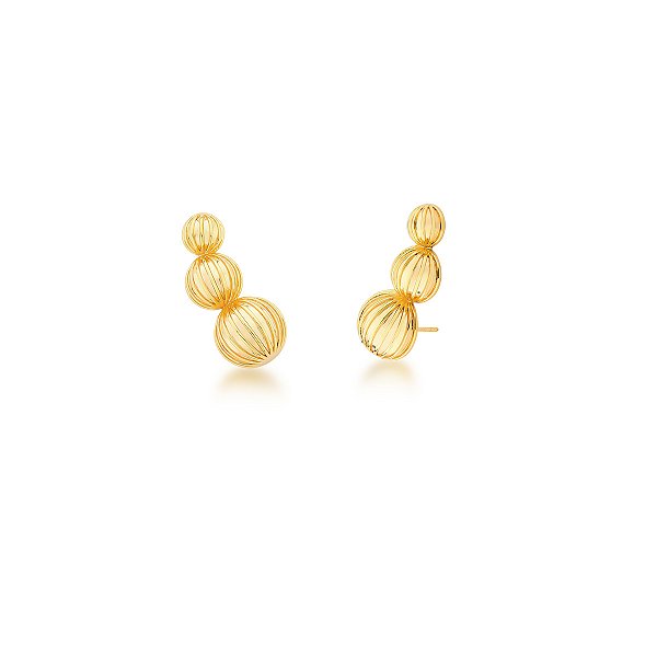 Brinco ear cuff abaulado texturizado ouro semijoia