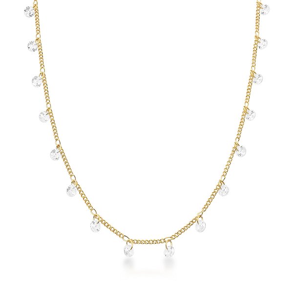 Colar choker cristais ouro semijoia