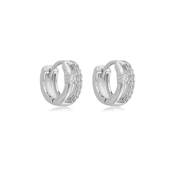Brinco argolinha zircônia ródio semijoia 22a03001