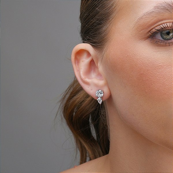 Brinco mini ear cuff zircônia ródio semijoia 24k05063