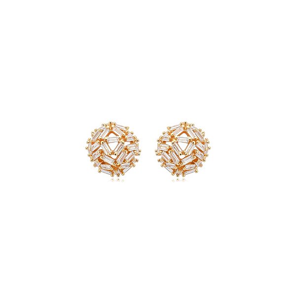 Brinco redondo zircônias ouro semijoia 24k06078
