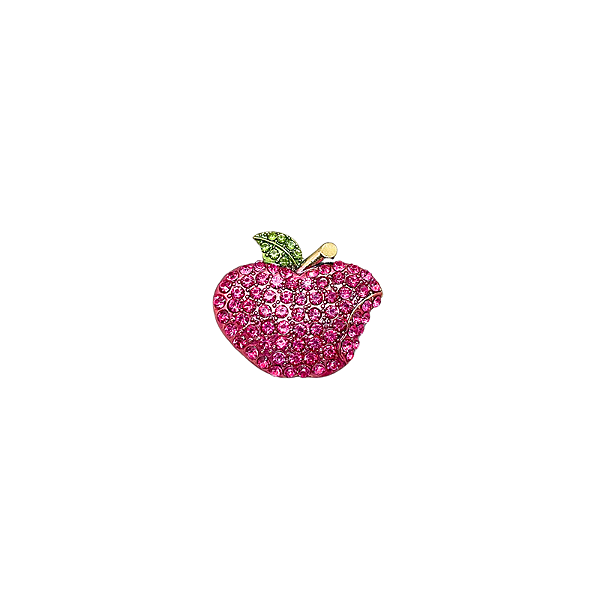 Broche magnético maçã cristais pink