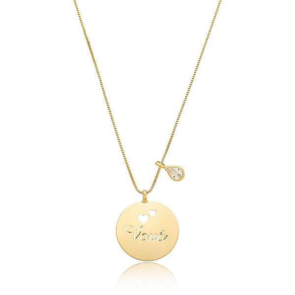 Colar vovó cristal ouro semijoia