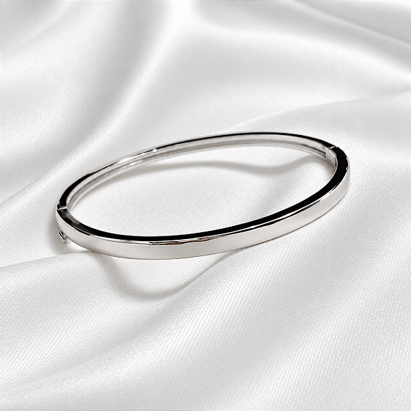 Bracelete Liso Ródio Semijoia SL-230504