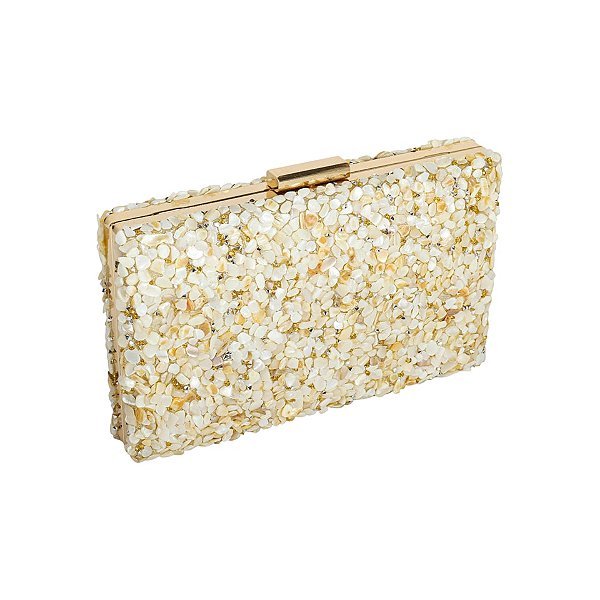 Clutch retangular pedrarias madrepérola RY2206