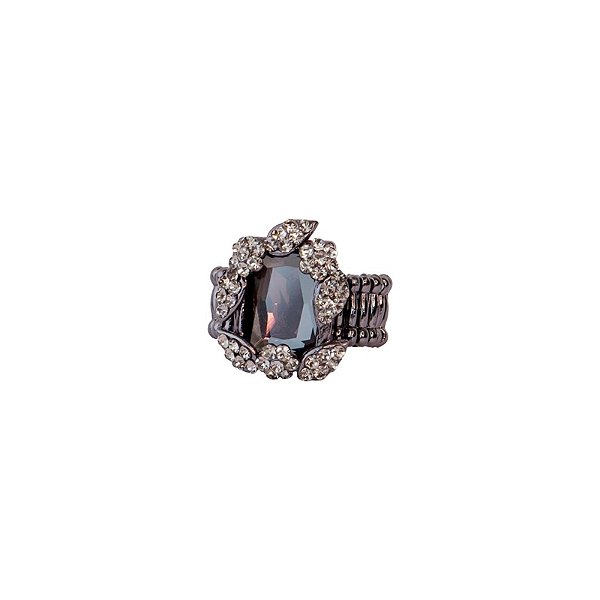 Anel ajustável Leticia Sarabia retangular cristal black diamond 8079