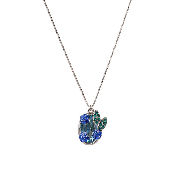 Colar Leticia Sarabia oval cristal aquamarine teal 9103