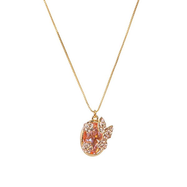 Colar Leticia Sarabia oval cristal light peach 9103