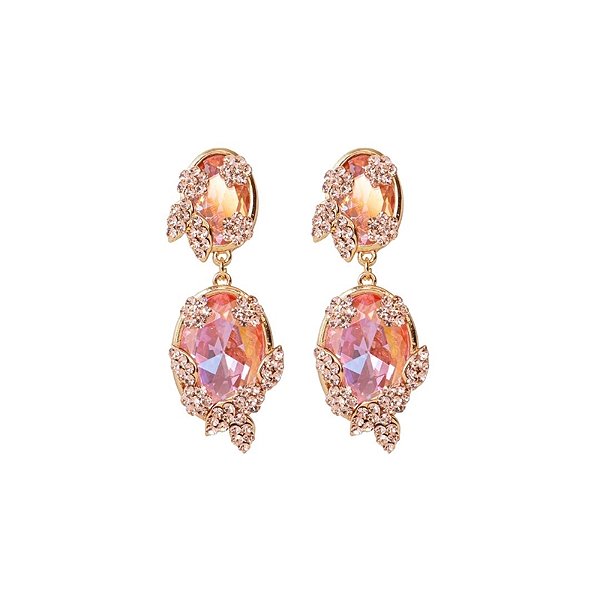 Brinco Leticia Sarabia oval cristal light peach 9101
