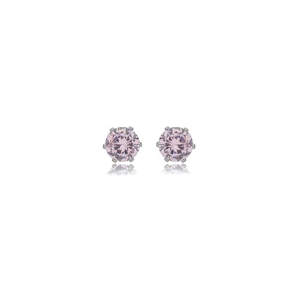 Brinco zircônia rosa aço inoxidável