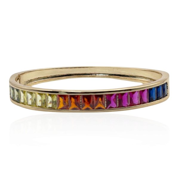 Bracelete zircônias coloridas ouro semijoia HY 237