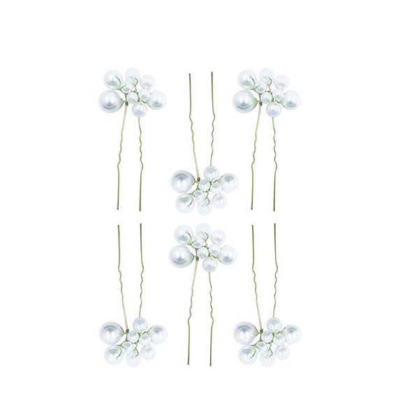 Kit grampos pérolas dourado 6 peças