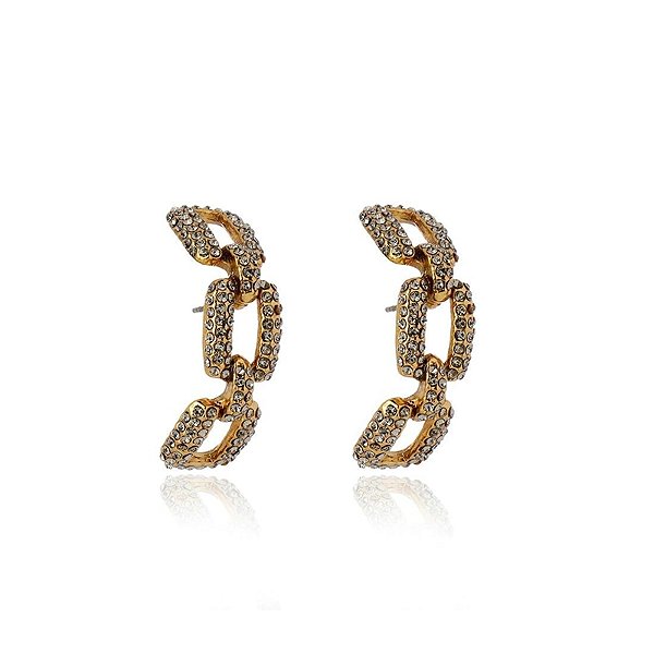 Brinco Claudia Arbex corrente ouro vintage