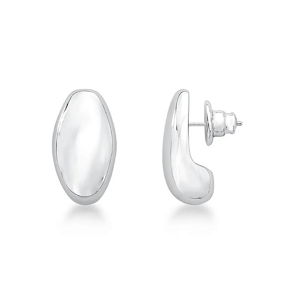 Brinco ear hook ródio semijoia