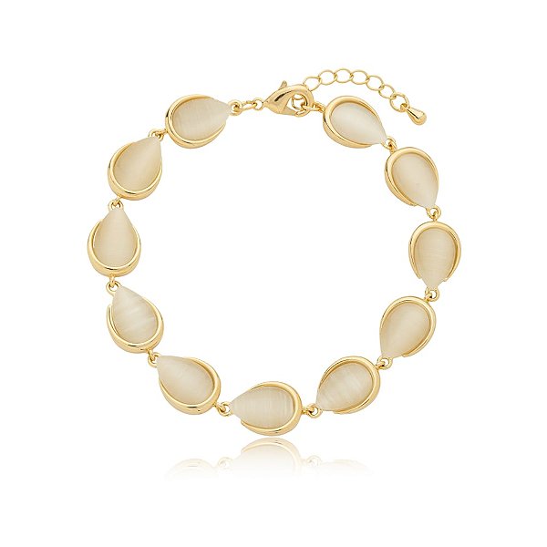 Pulseira gota olho de gato ouro semijoia PU 1136