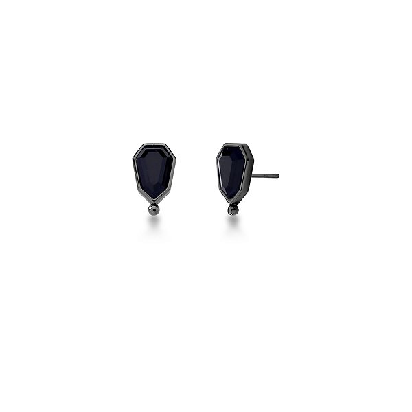 Brinco cristal preto ródio negro semijoia