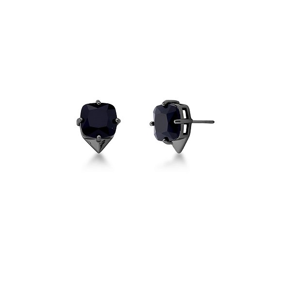 Brinco cristal preto ródio negro semijoia