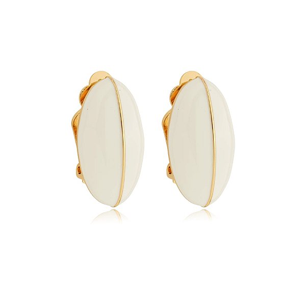 Brinco pressão oval esmaltado ouro semijoia