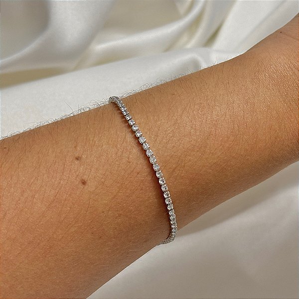 Pulseira zircônia ródio semijoia QC-8002
