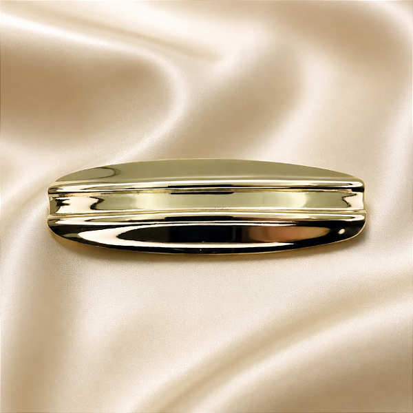 Presilha de Cabelo Retangular em Metal Dourado com Frisos – 8,5 cm