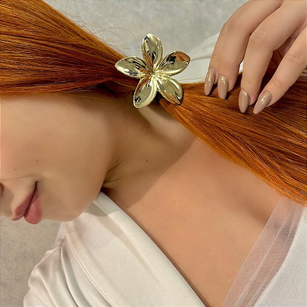 Rabicó flor metal dourado 36186