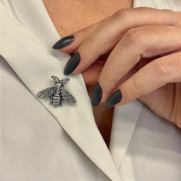 Broche pin abelha ródio semijoia