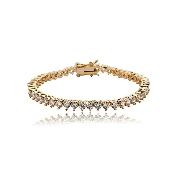 Pulseira zircônia ouro semijoia S1637