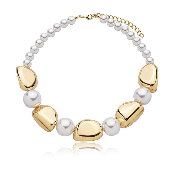 Colar pérolas ouro semijoia 4072