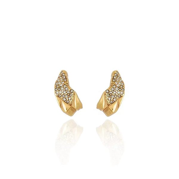 Brinco Claudia Arbex cristais ouro vintage
