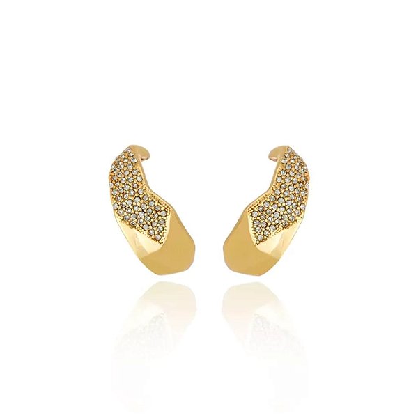 Brinco ear hook Claudia Arbex cristais ouro vintage