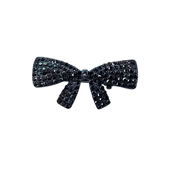 Presilha bico de pato laço cristais grafite