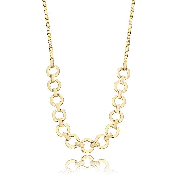 Colar choker elos redondos ouro semijoia