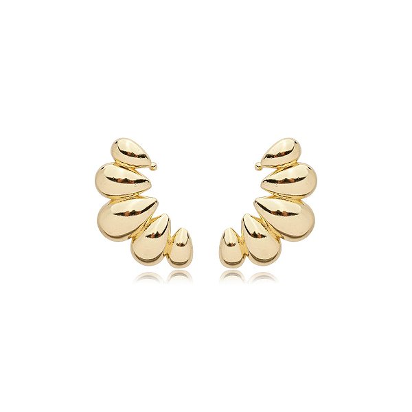 Brinco ear cuff gotas ouro semijoia